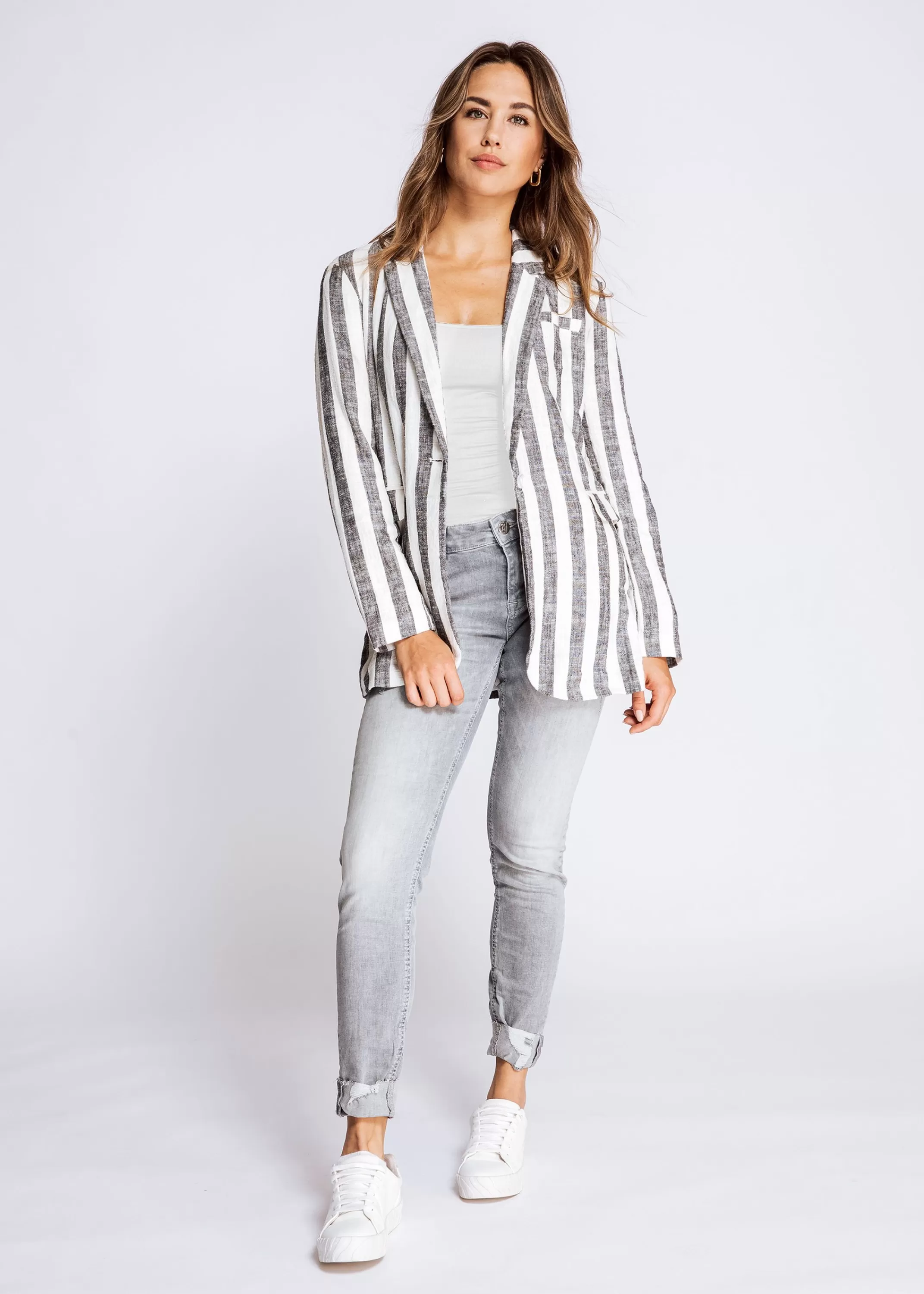 Zhrill Jacken, Mantel Und Westen<Damen Blazer Ellie In Schwarz Weiss Gestreift
